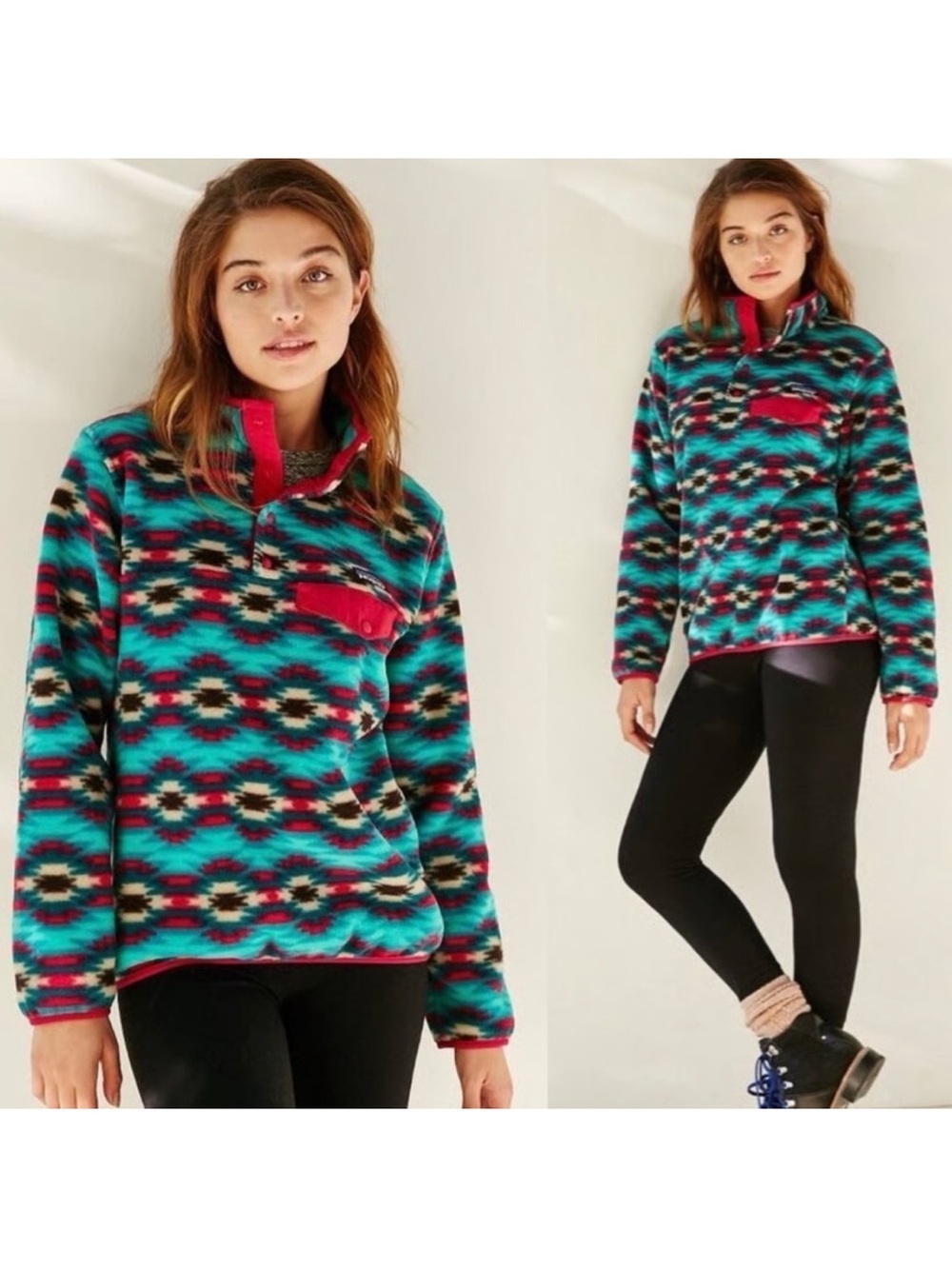 Patagonia Synchilla Snap-T Wild Desert Aztec Print Fleece Pullover - Picture 2 of 12